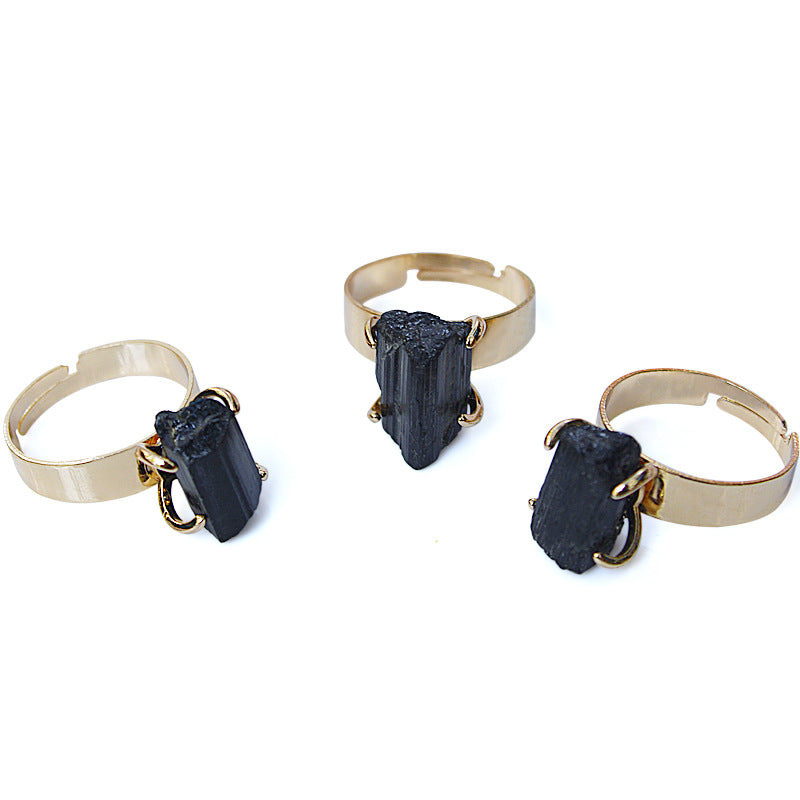 Anneau Tourmaline noir naturel