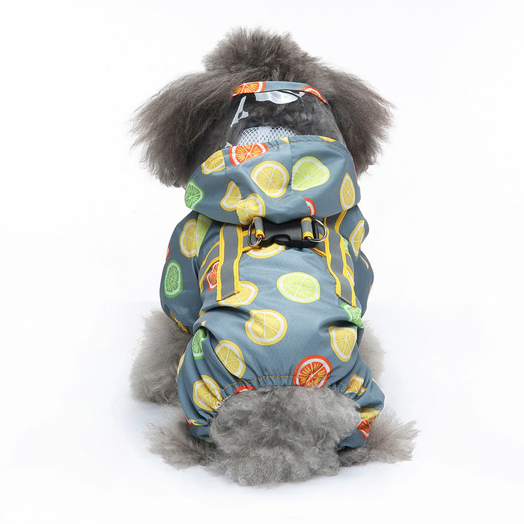 Pet Sound Dog Raincoat à quatre pattes Reflective Raincoat Pattern Dog Four Seasons Universal
