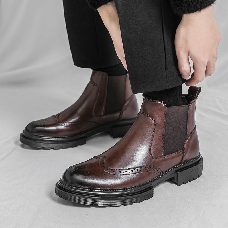 Bottes de mode en cuir haut de gamme hommes