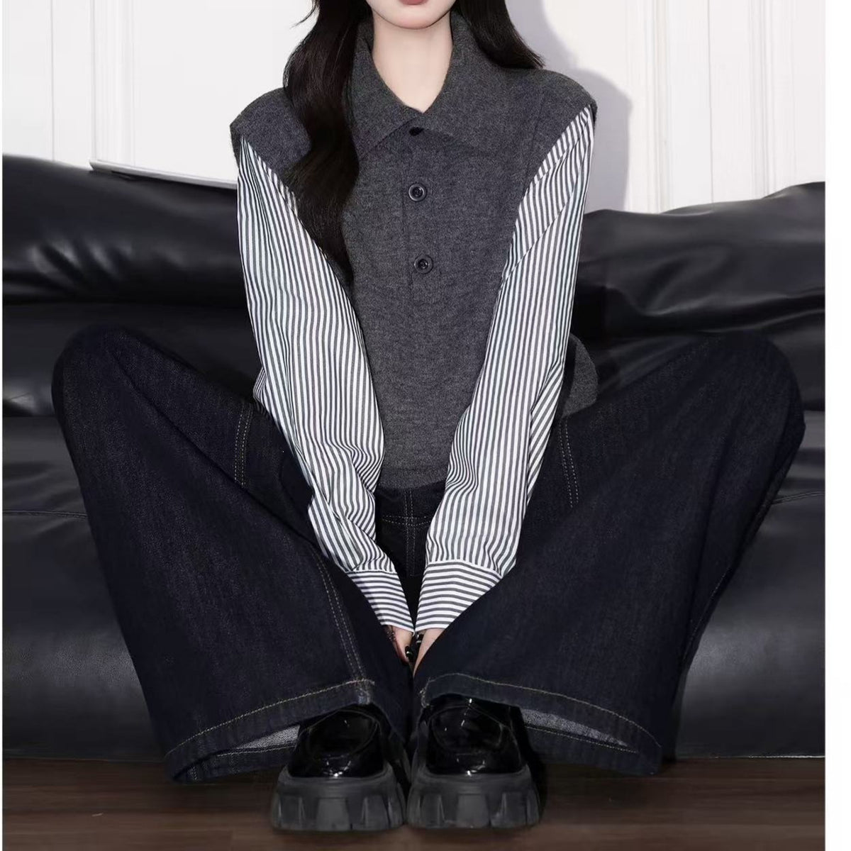 Faux deux-pièces femme style Lapel Top
