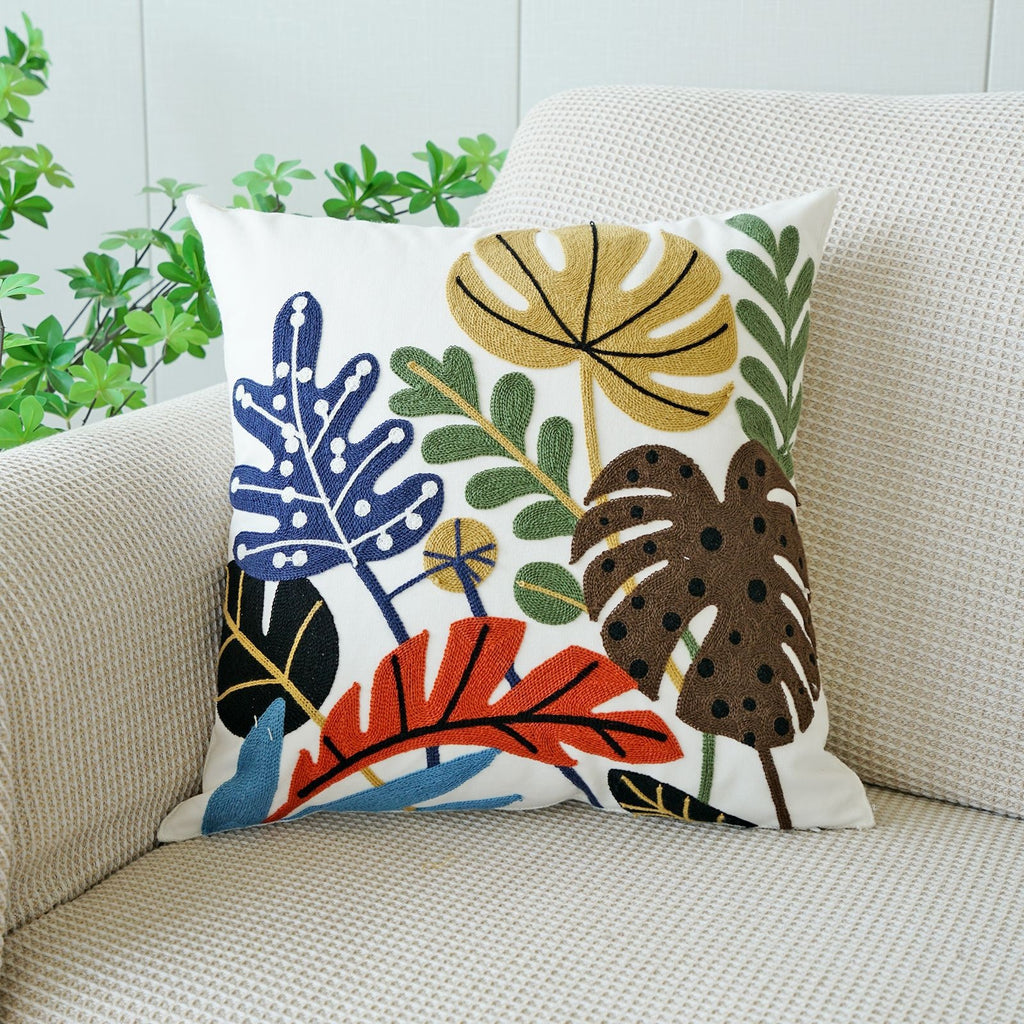 Coussin floral brodé de style pastoral pour canapé salon