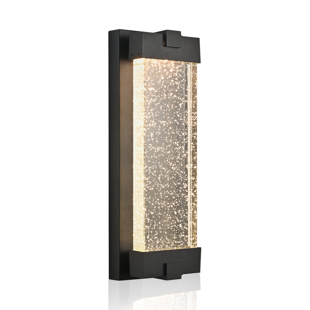 Luminaire mural extérieur en aluminium noir de 19"(H) avec verre en cristal bulle