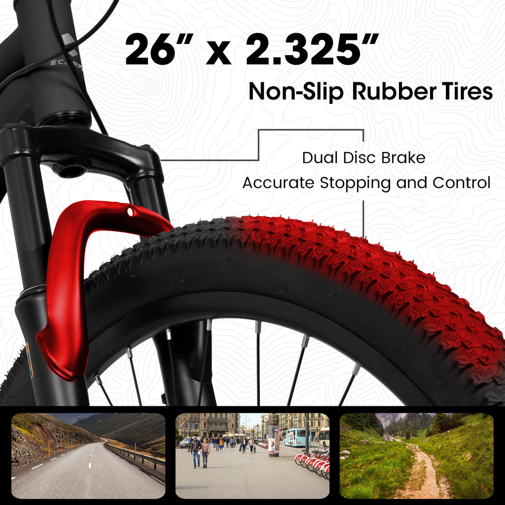 A26207 26 pouces Cadre en acier Shock Fork Plus Shock Absorber 21 vitesses Unisex Mountain Bike