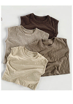 Été Coton pour enfants et lin Short rayé vertical