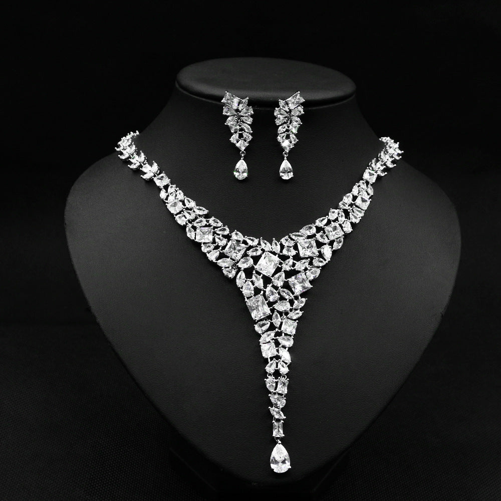 Colorful Zircon Collier Ensemble Robe de mariée Boucle d'oreille Accessoires
