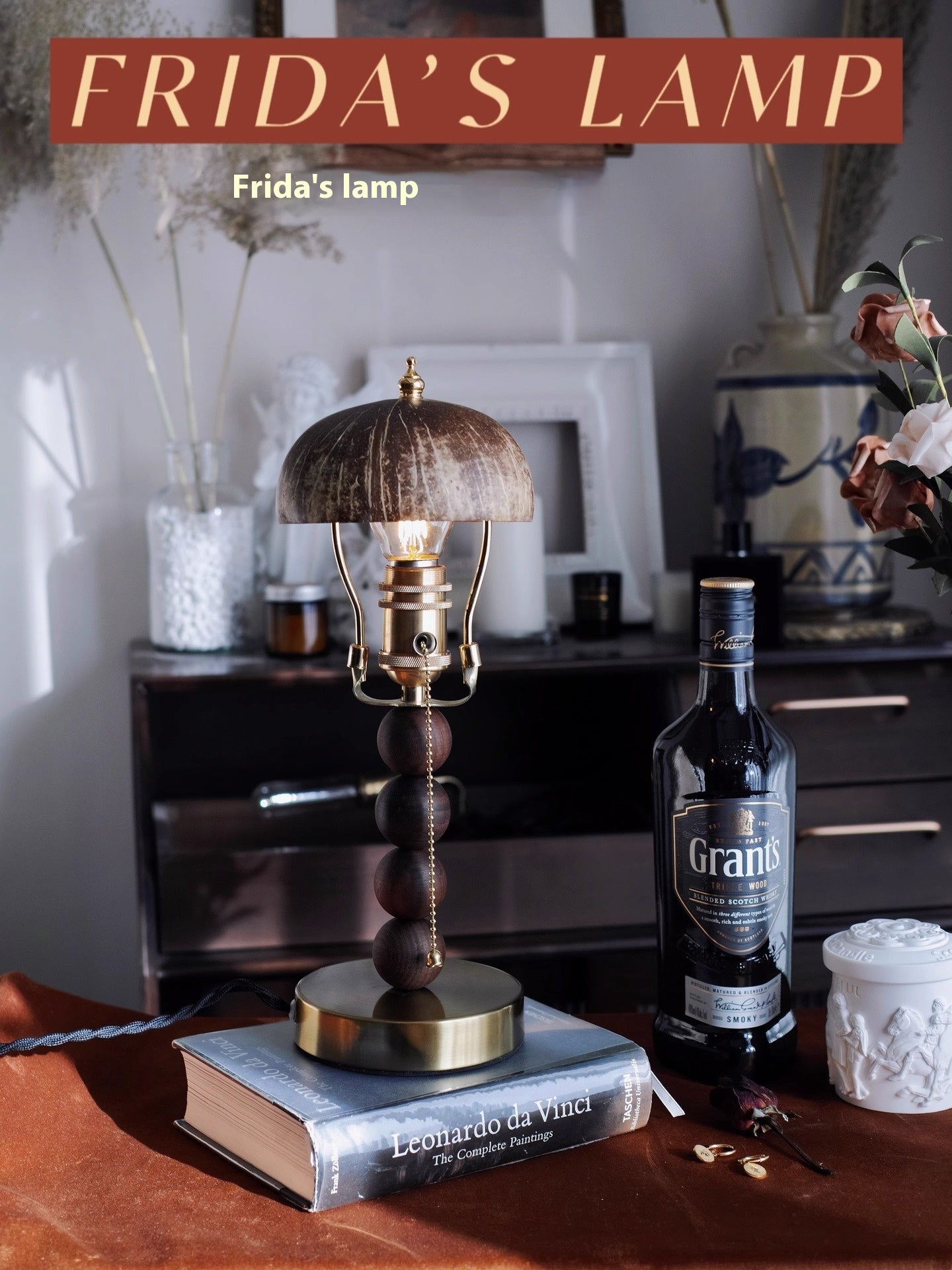 Black Vintage Coconut Shell lampe de table industriel style lit lampe chambre étude Café Ba
