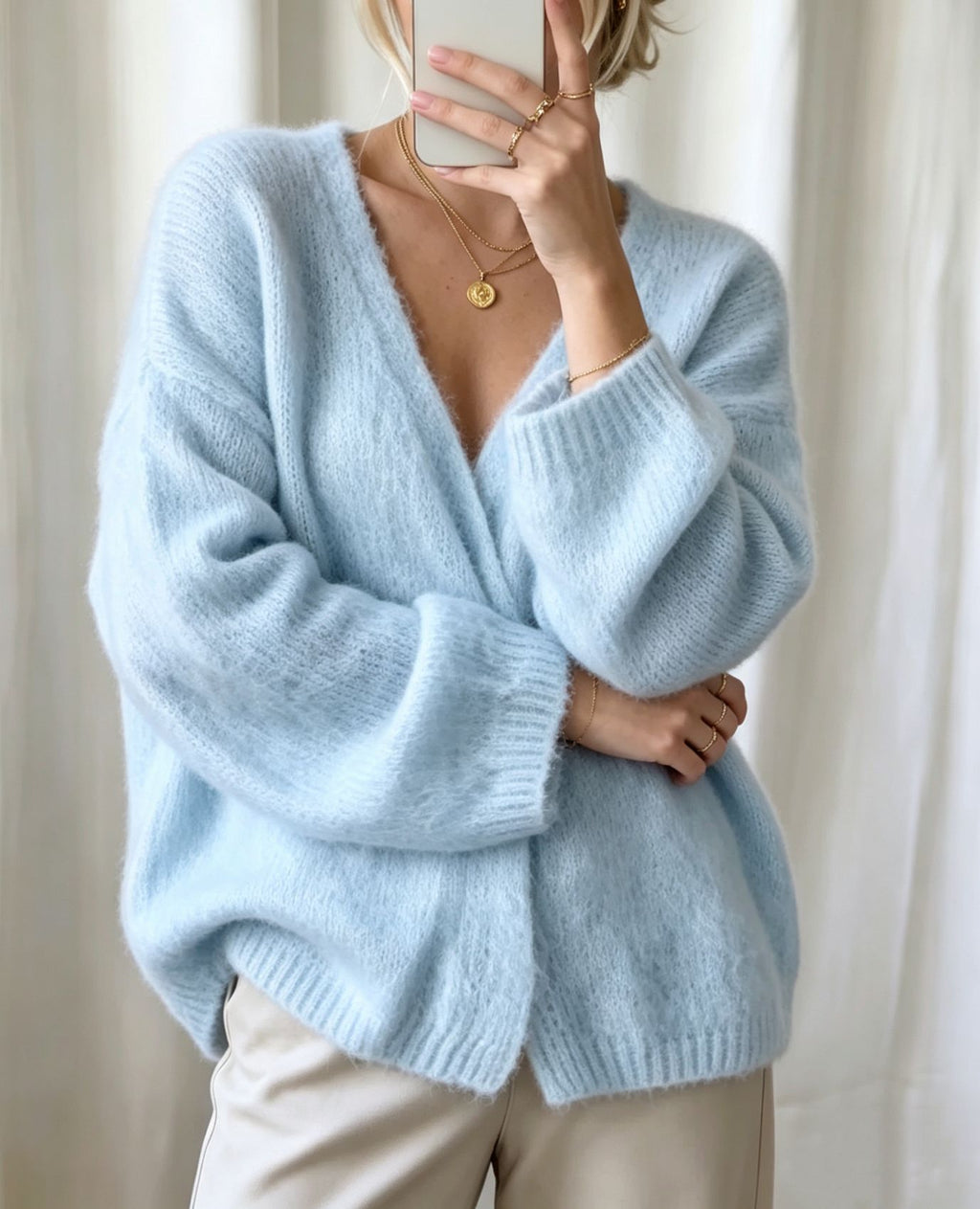 Chandail de cardigan tricoté pour femmes Chandail de couleur solide pour femmes