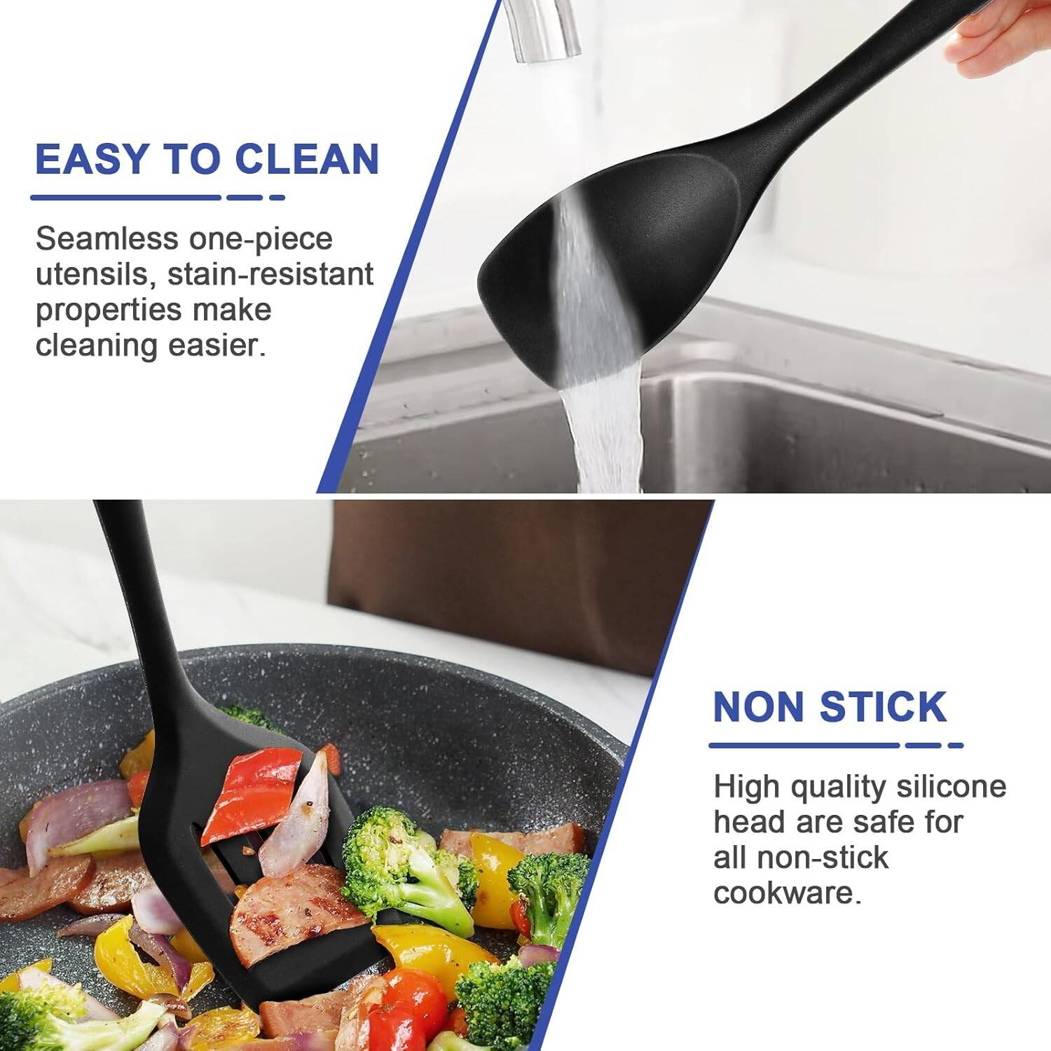 Ensemble d'ustensiles de cuisine en silicone 12 pièces - Classe alimentaire