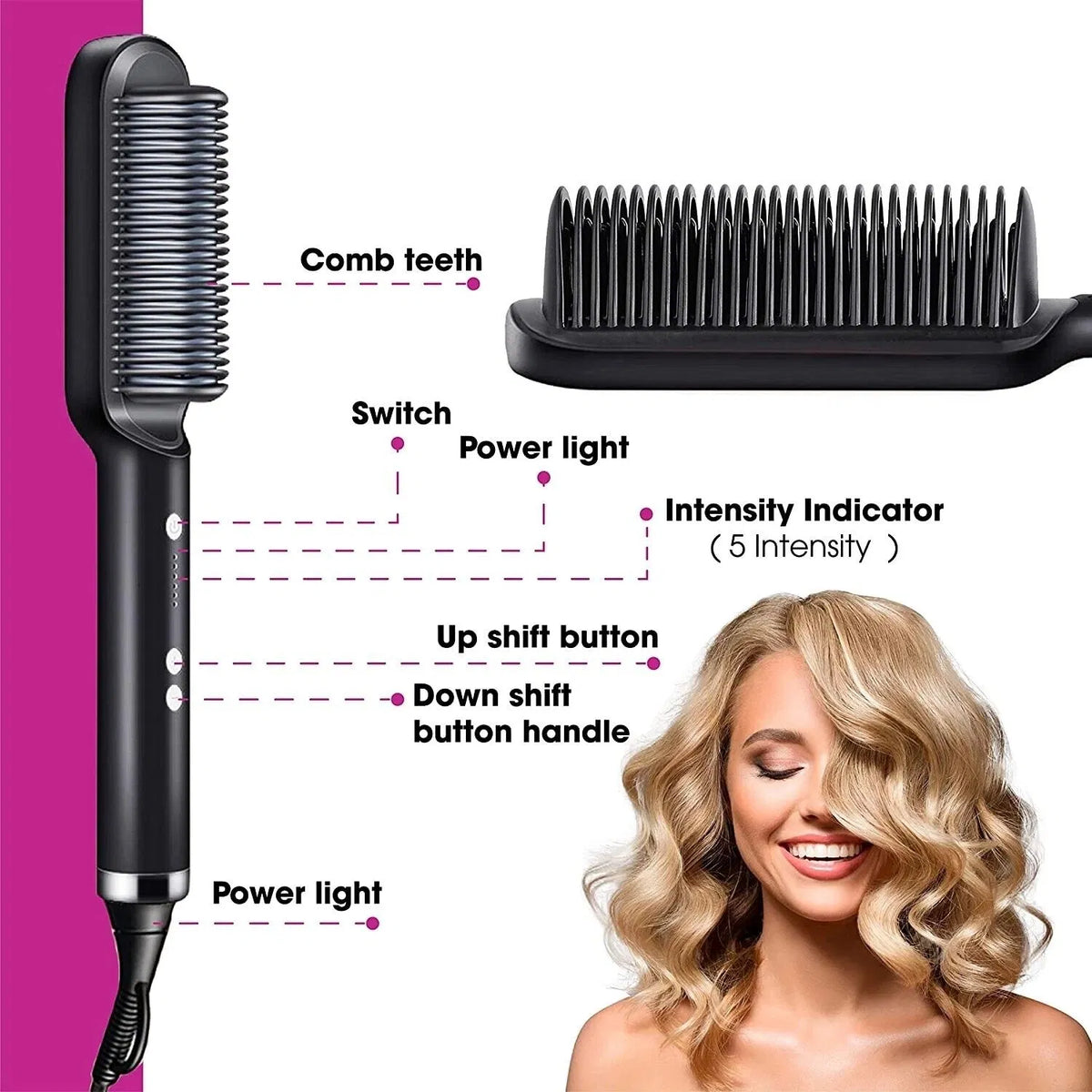 Brosse de redresseur de cheveux Redresseur Comb électrique réglable chaleur