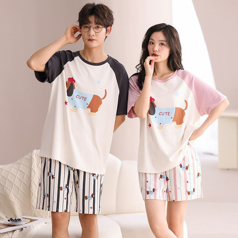 Port d'extérieur Loose Short à manches courtes Couple Pajamas