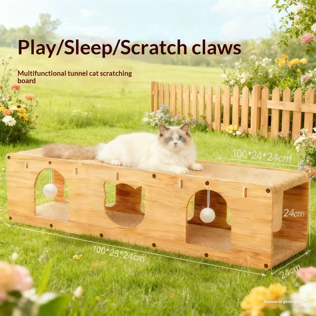 Lit chat pour animaux de compagnie, tableau de scratching pour chats droits, tunnel pour chats, jouet pour chats, self