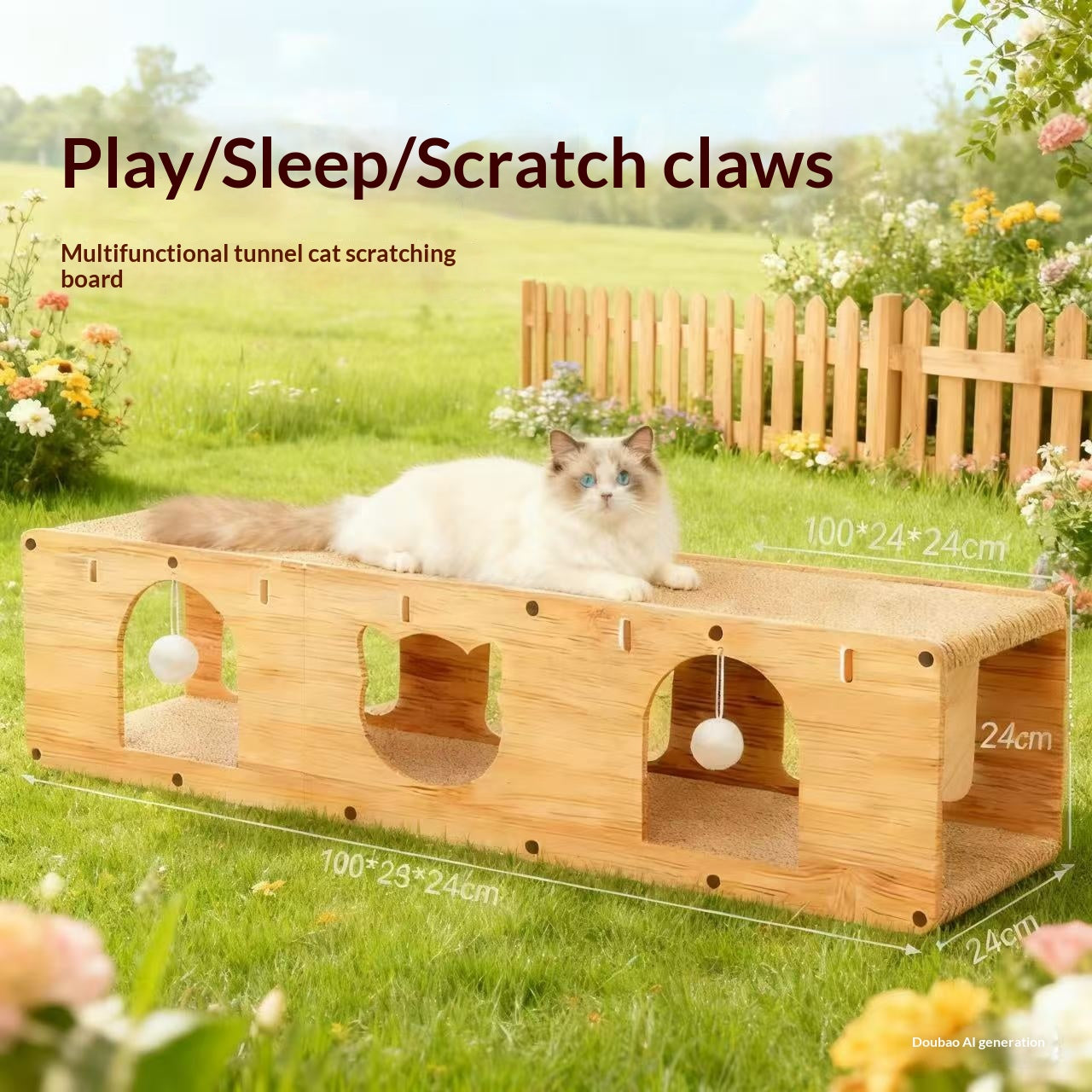Lit chat pour animaux de compagnie, tableau de scratching pour chats droits, tunnel pour chats, jouet pour chats, self