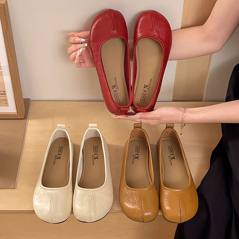 Soft Leather Soft Sole Confortable Ballet Flats Summer Shallow Bouche Robe Match Mary Jane