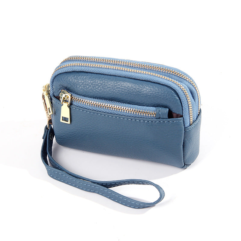 Minimalist Mini poche en cuir avec trois fermetures à glissière