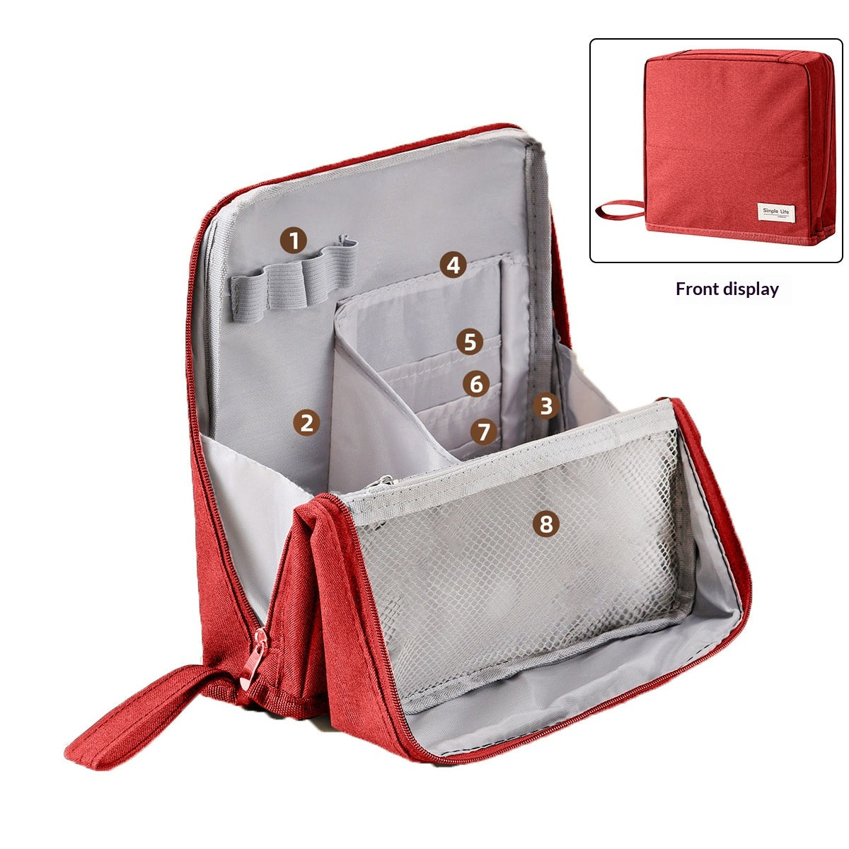 Sac cosmétique vertical grande capacité avec miroir portable