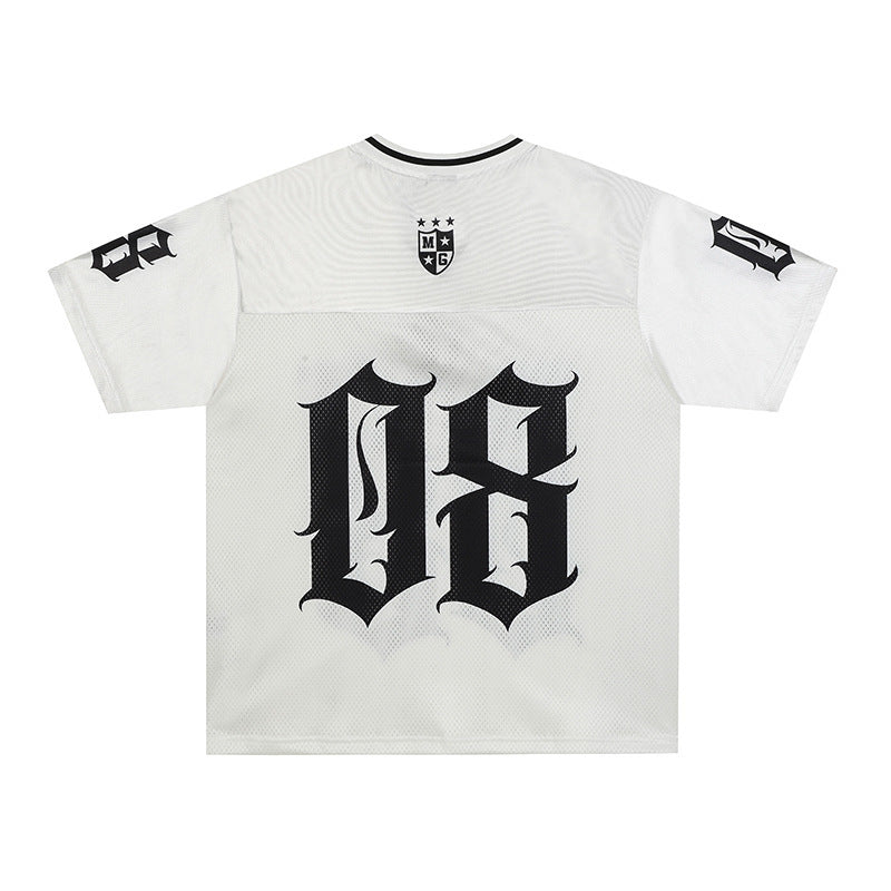 Retro Style Creative Digital Sports Jersey avec une manches courtes Mesh