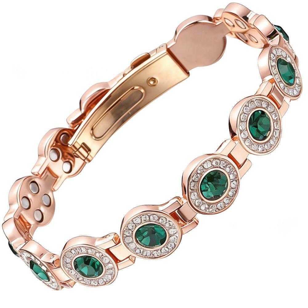 Bracelet en rond à diamants avec un fermoir à quatre aimants en cuivre rouge