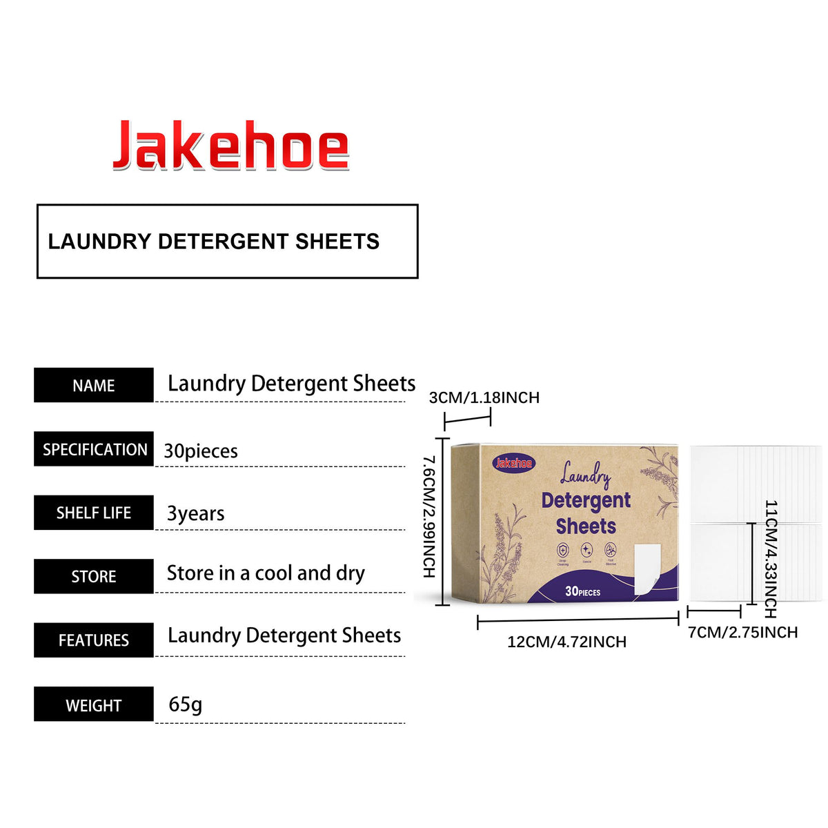 JAKEHOE feuilles de détergent