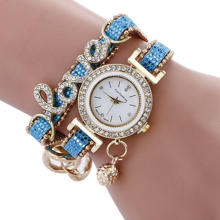 Bracelet en cuir cristal AMOUR Femmes Montre