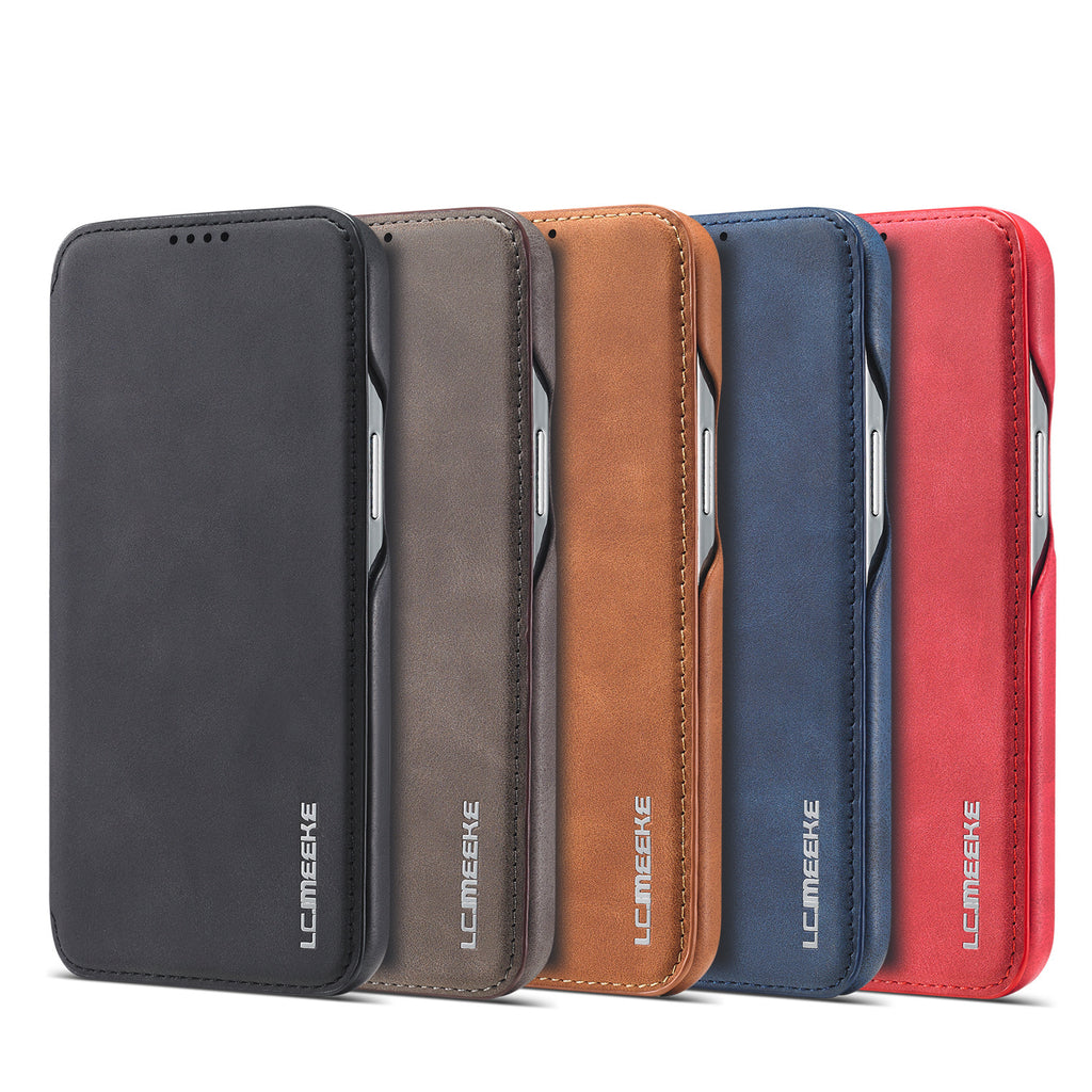 Minimalist Solid Color Flip style boîtier en cuir de téléphone
