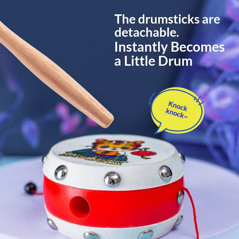 Wooden Sheep Hand Drum - Baby Shaker Toy for Newborn Boys Girls Trad