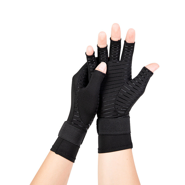 Finger Strap Copper Fibre Fitness Black Outdoor Non-slip Joint Care Gants de vélo