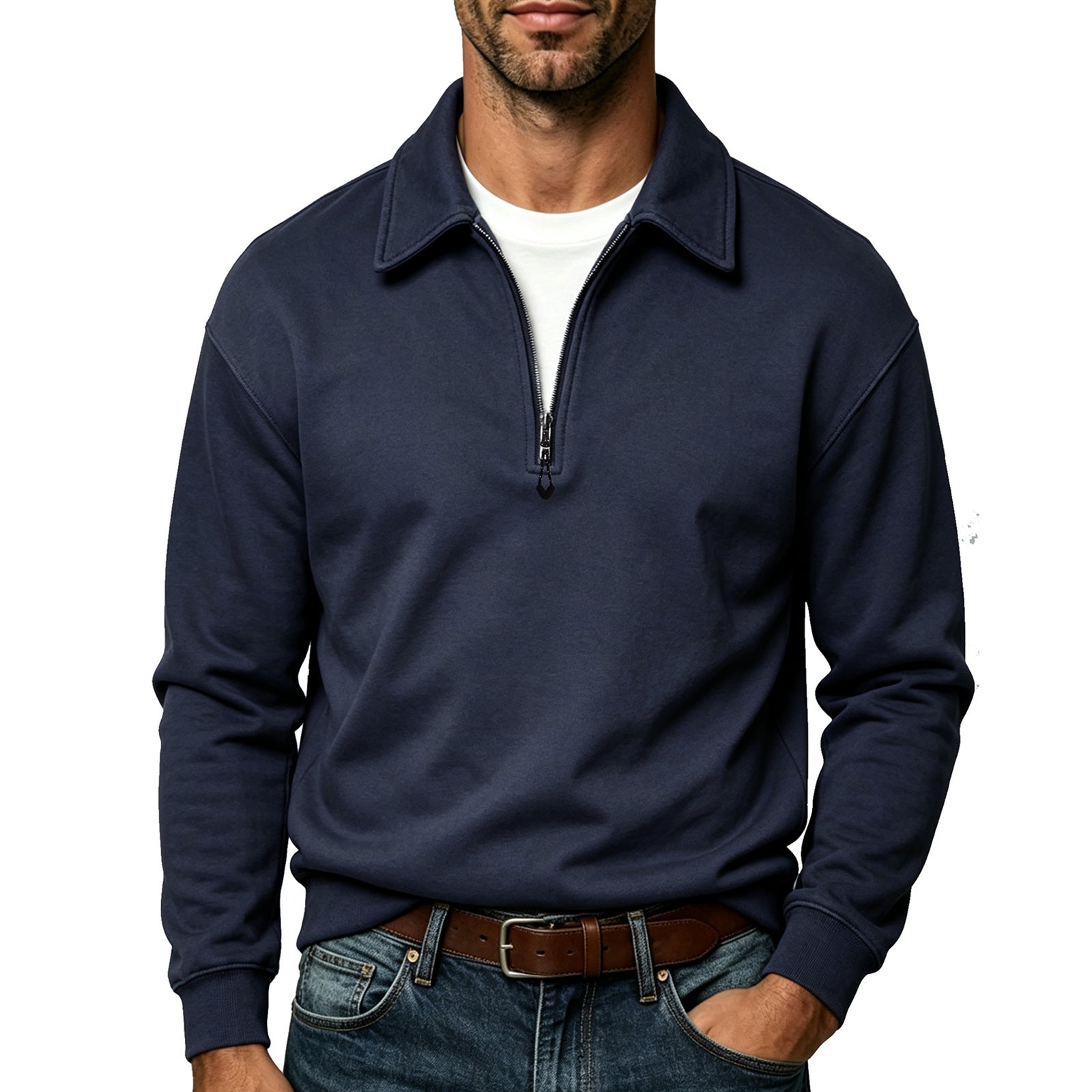 Top Hoodie Homme Plus Taille Lapel-Zip