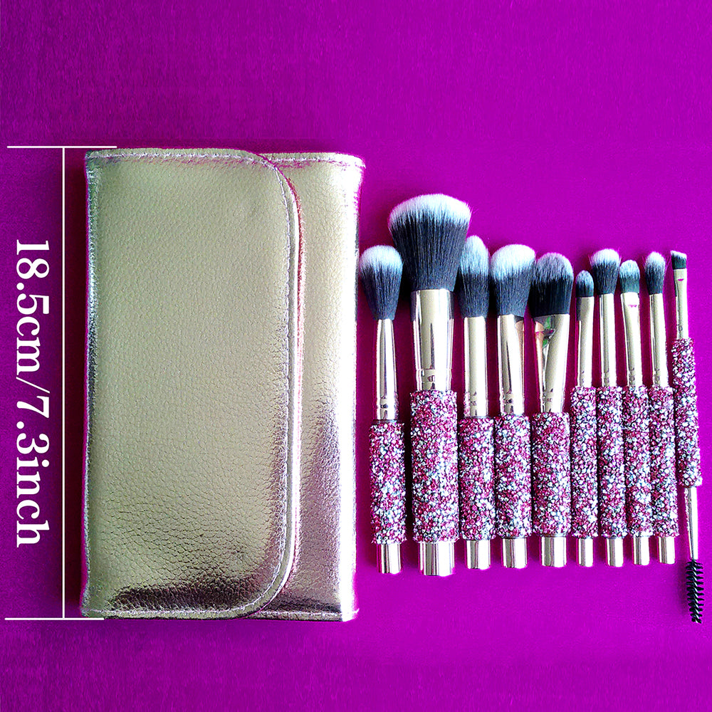 10 en 1 pinceau de maquillage personnalisé en diamant