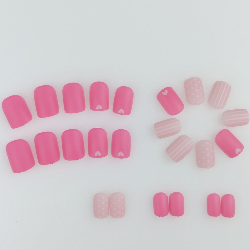 Bandes d'art à ongles carrées de style européen avec rayures et pois