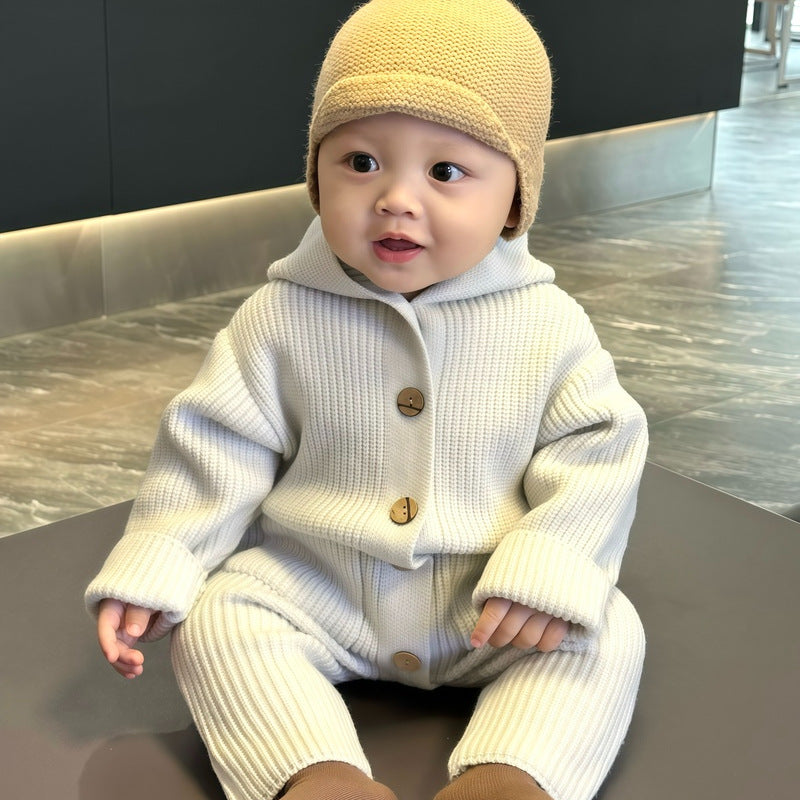 Bodysuit bébé Laine tricotée chaude Romper longue couture vêtements bébé
