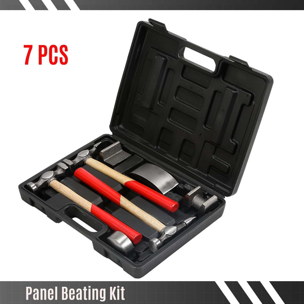 7x Outil de réparation du corps automatique Kit panneau d'artisanat battre Hammer et Dolly Set Hammer