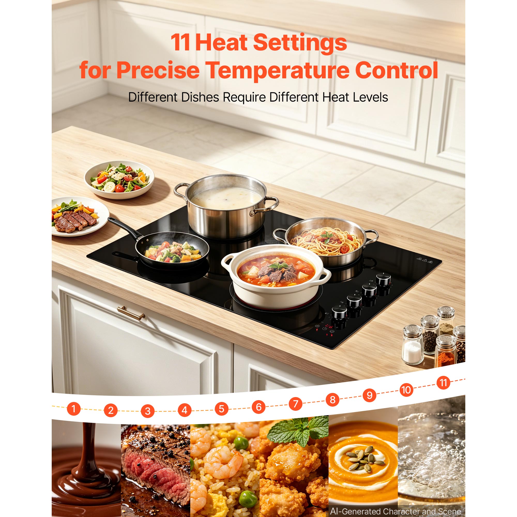 Cuisinière électrique 30 pouces 4 brûleurs Poêle Top 6700W 220V Pas de prise