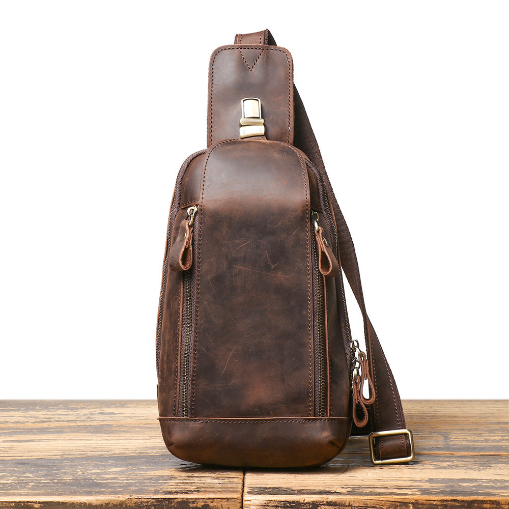 Crazy Horse en cuir pour hommes Sports Crossbody Bag