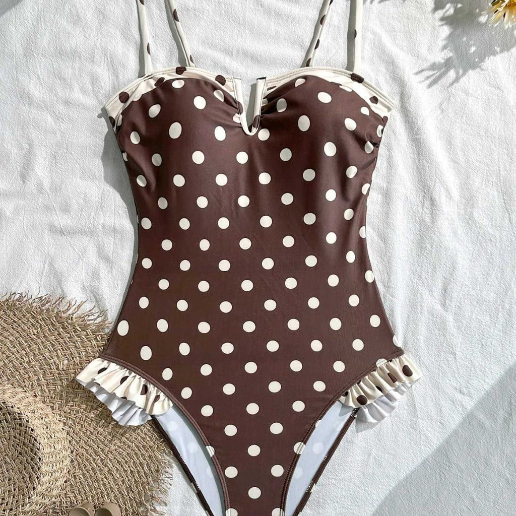 Bikini en une seule pièce sexy avec des pois et des paillettes pour femmes