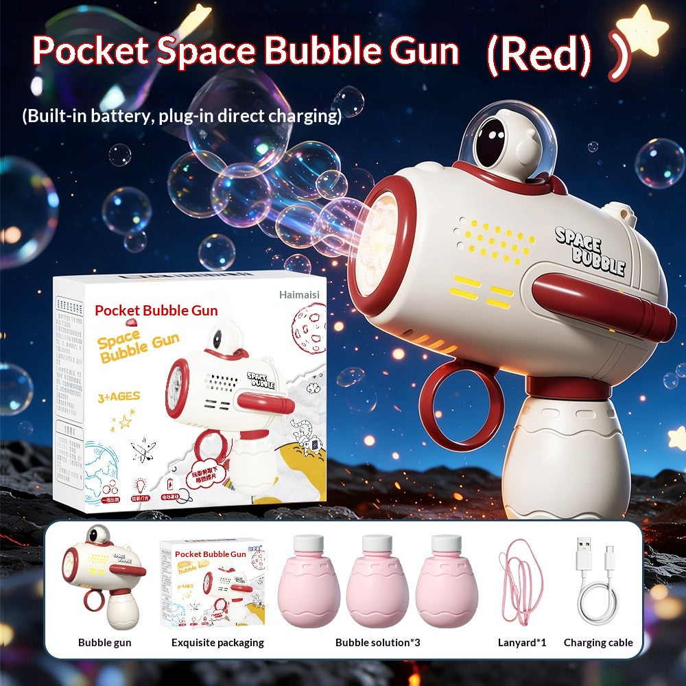 Space Astronaut Pocket Mini Bubble Gun Jouet de lumière électrique entièrement automatique pour enfants