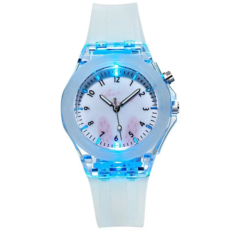 Montre modèle de fruits lumineux pour enfants en silicone caricature