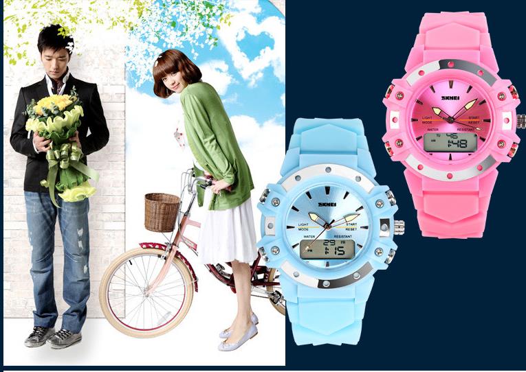 Hipster Double Display Electronic Watch Multifonctionnel Student Watch