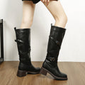 La plate-forme pour femmes Cross Buckle Knee-High Bottes