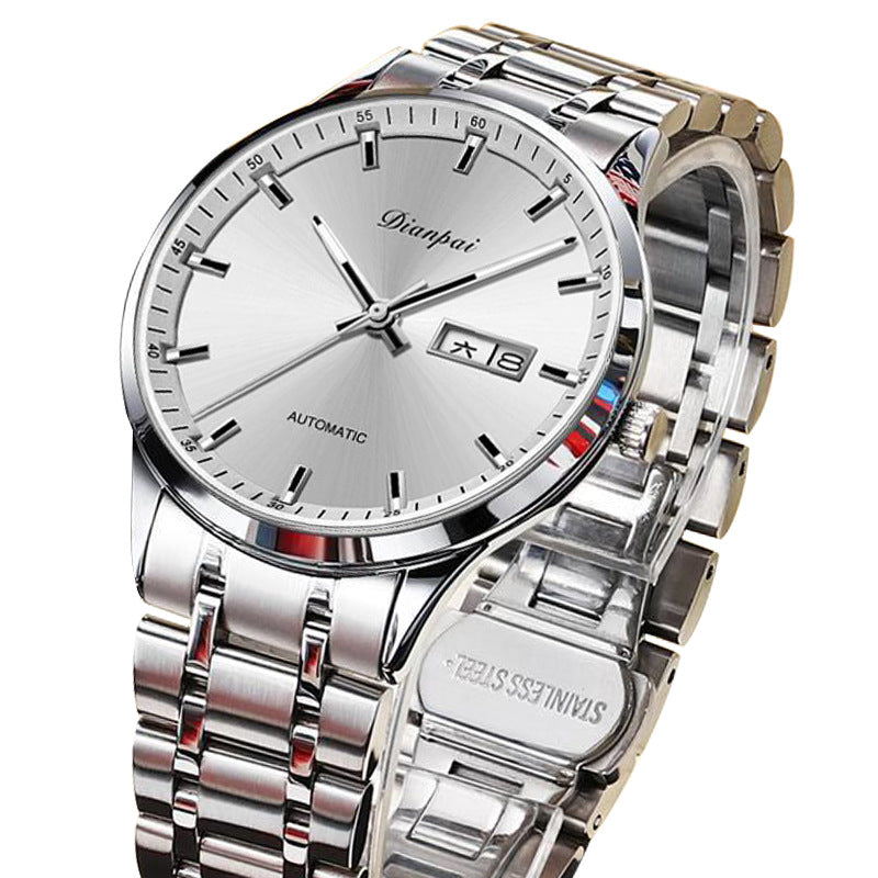 Montre mécanique légère étanche à la ceinture en acier automatique pour hommes