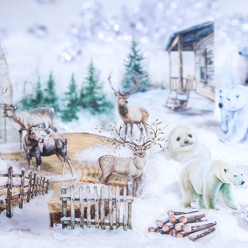 Belle journée d'hiver animal paysager PET Sticker Bag