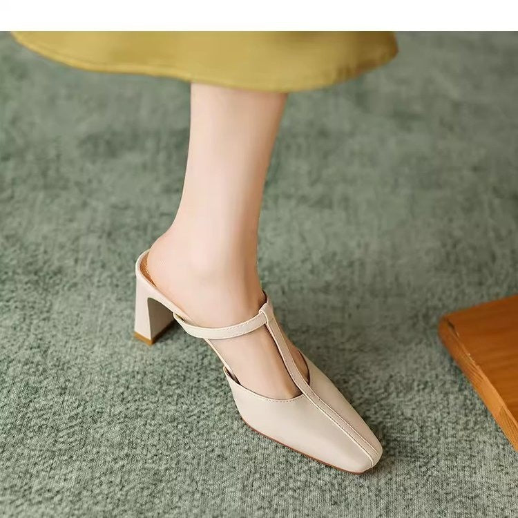 Sandales d'été en T-Strap pour talons carrés vintage