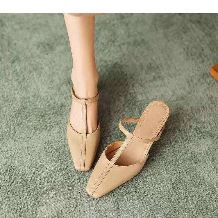 Sandales d'été en T-Strap pour talons carrés vintage