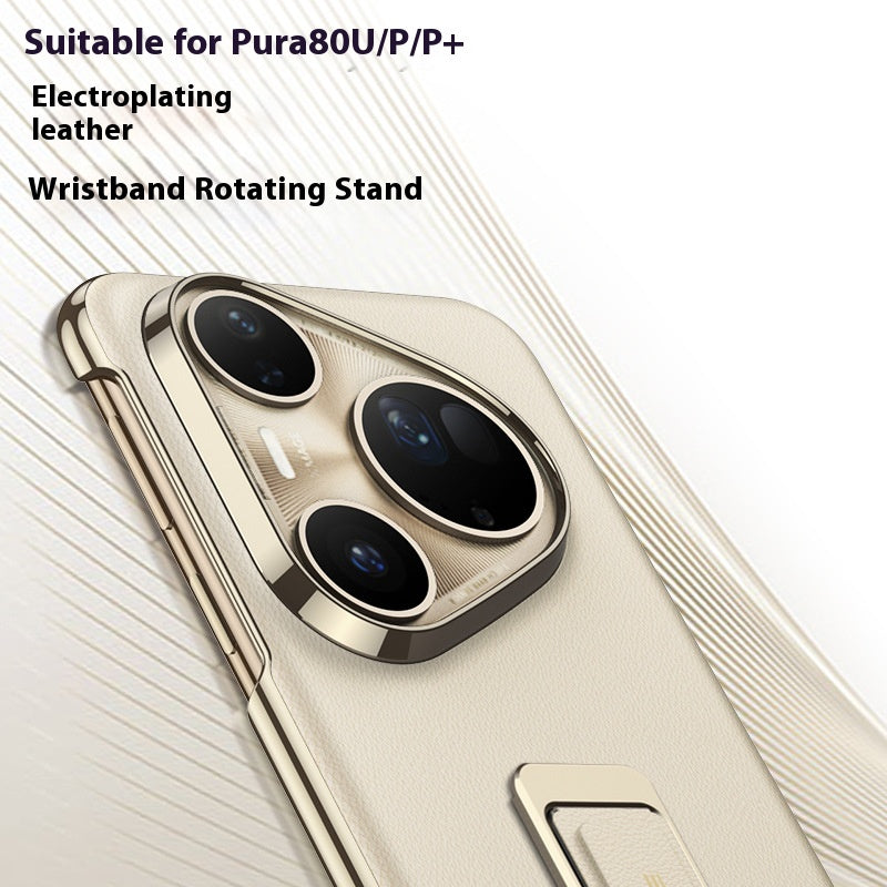 Convient pour Pura80Ultra étui de téléphone en cuir uni Bracelet de boucle rotative
