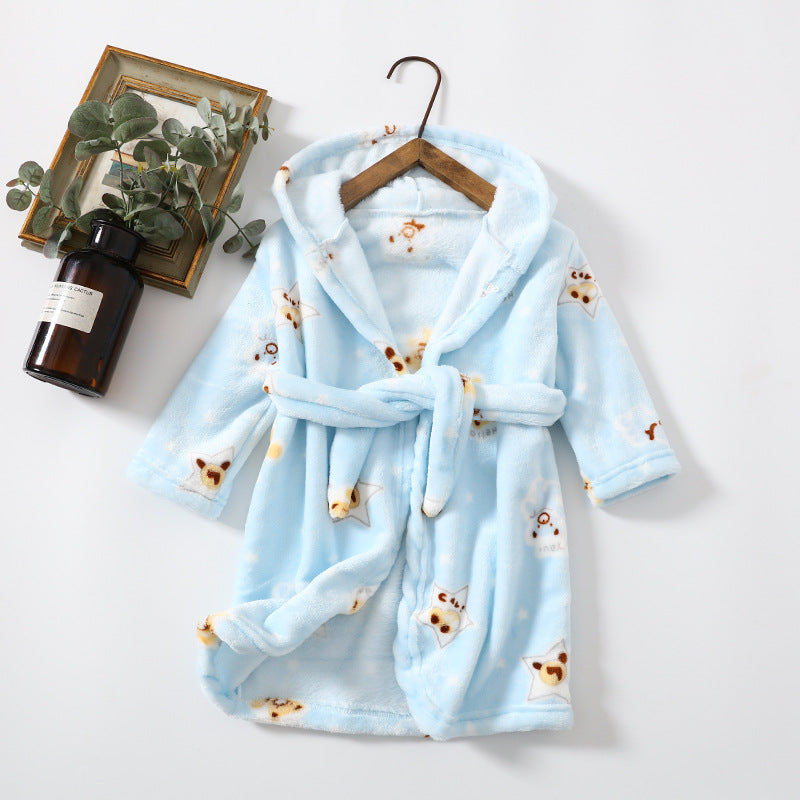 Enfants Vêtements Maison Vêtements Flannel Hommes Femmes Hoodie Coral Velvet Robe de nuit