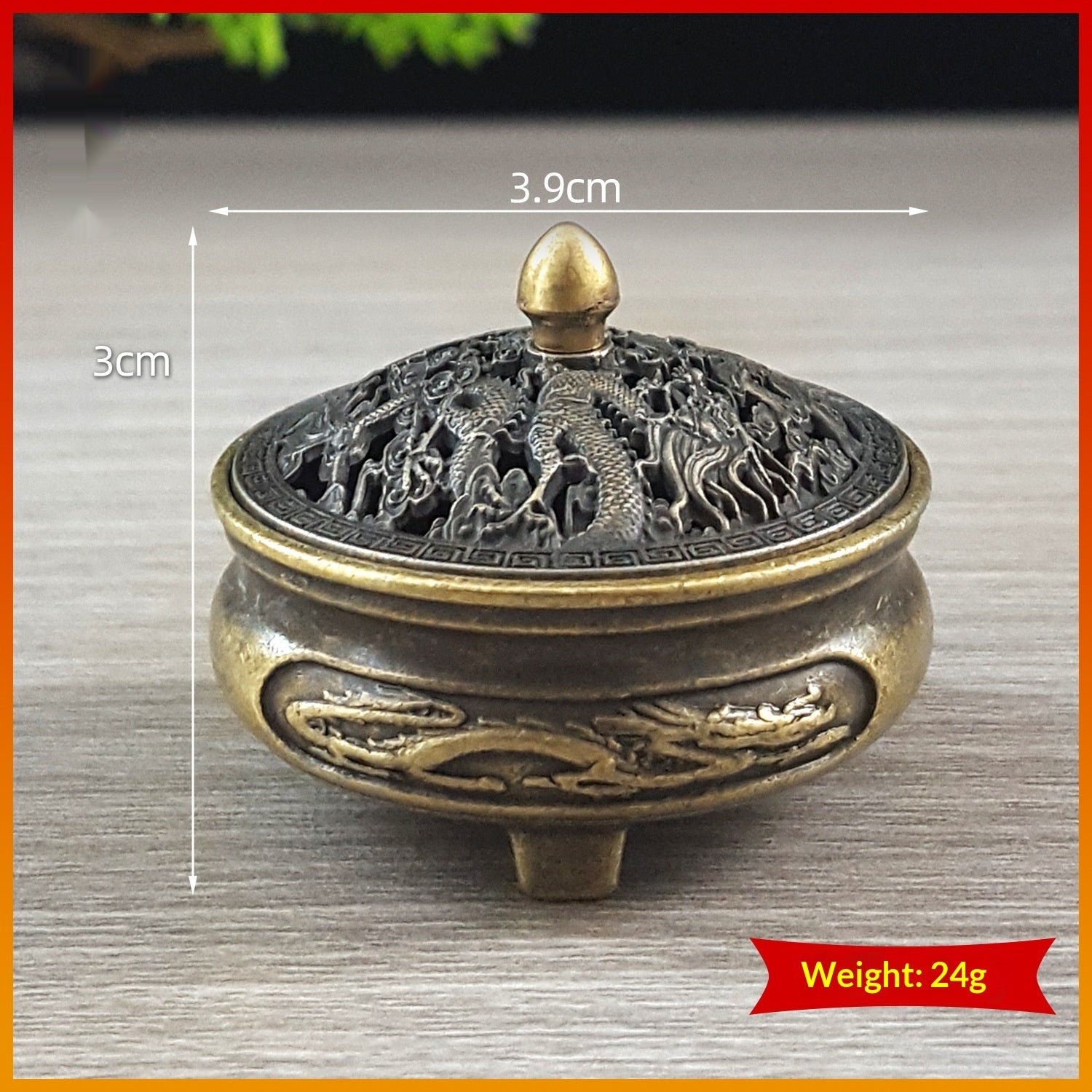 Brûleur d'encens d'inspiration zen Agarwood et Sandalwood avec dragon sculpté creux Et Phoenix