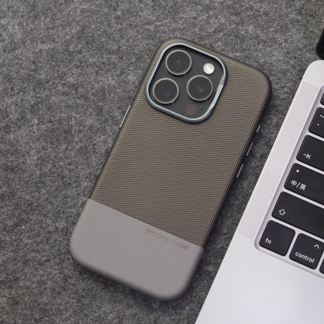 Étui de téléphone magnétique en cuir double-pièce résistant à la chute