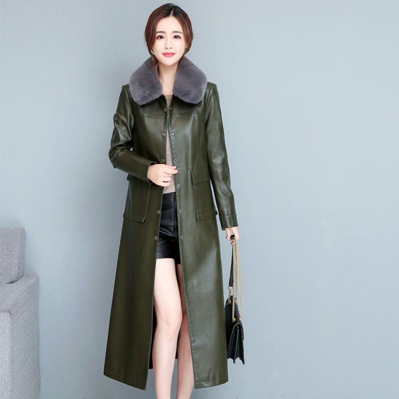 Robe de trench en cuir mince pour dames