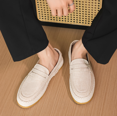 British Retro Round Toe Casual Suede Loafers Slip-on Fisherman Skate Shoes