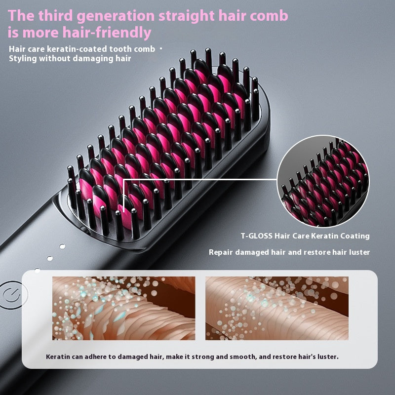 La maison des femmes Anion sans fil cheveux portatifs curler et lightener Comb électrique à double usage