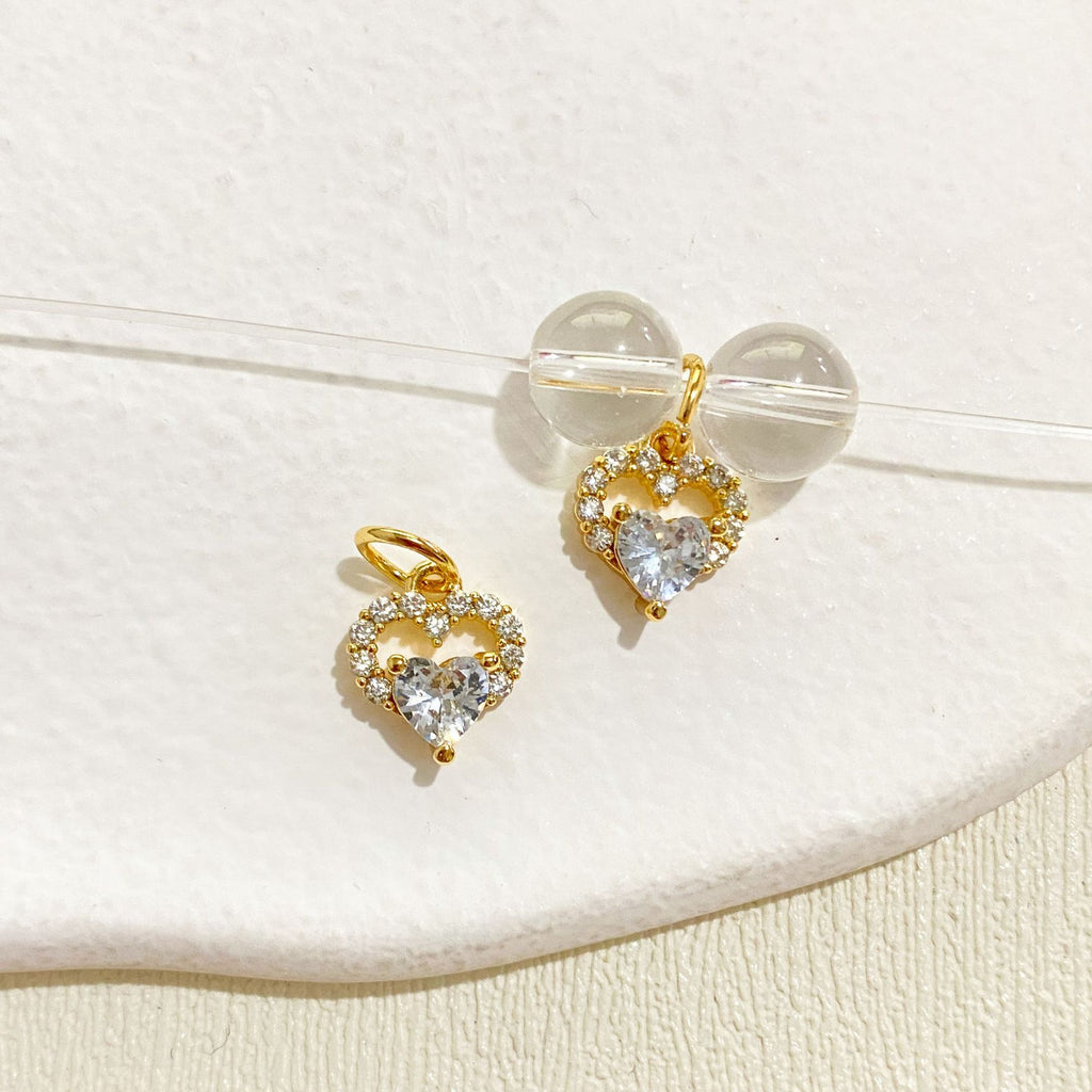 Protégeant les couleurs 14K Gold Inlaid Zircon coeur Bow de Noël et pendentif Bell